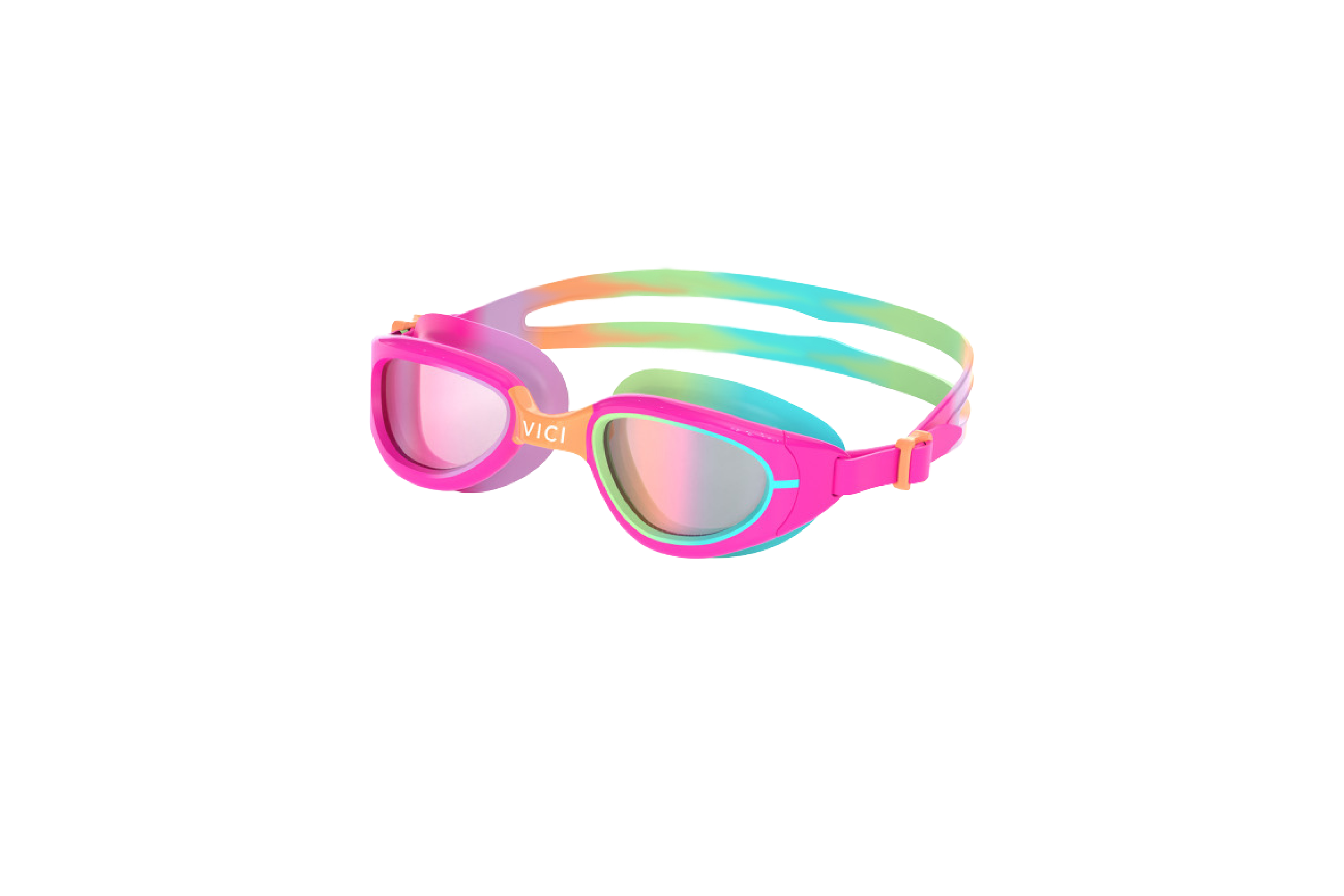 Pink and Rainbow swim google for children
