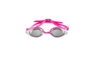 Pink competition goggles with silver mirrored lens