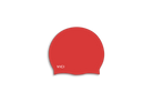 A red silicone swim cap with the brand name 'VICI' printed in white near the bottom left, shown on a plain white background.